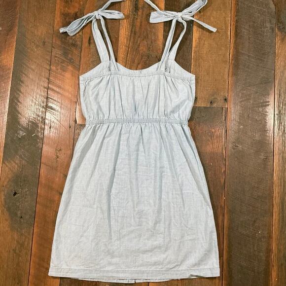 Madewell Chambray Denim Tie Strap Dress Size 0 - Picture 3 of 6
